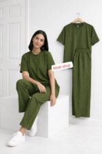 Women's Co-ord Set, Short Sleeve Top with Full-Length Trousers - Image 4