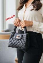 Elegant Quilted Mini Handbag with Signature Gold-Tone Clasp - Image 5