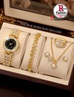 6PCS Set Luxury Watch Women Ring Necklace Earrings Rhinestone Fashion Wristwatch Female Casual Ladies Watches Bracelet Set - Image 5