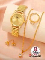 6PCS Set Luxury Watch Women Ring Necklace Earrings Rhinestone Fashion Wristwatch Female Casual Ladies Watches Bracelet Set - Image 3