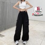 Parachute Black Pants Women Streetwear Oversize Pockets Cargo Trousers Harajuku Wide Leg Baggy Sweatpants - Image 5