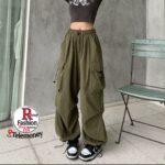 Parachute Black Pants Women Streetwear Oversize Pockets Cargo Trousers Harajuku Wide Leg Baggy Sweatpants