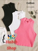 SHEIN EZwear 3 Packs Mock Neck Rib-Knit Summer Outfits Tank Top - Image 2