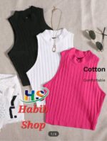 SHEIN EZwear 3 Packs Mock Neck Rib-Knit Summer Outfits Tank Top - Image 3