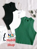 SHEIN EZwear 3 Packs Mock Neck Rib-Knit Summer Outfits Tank Top - Image 5