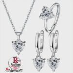 925 Sterling Silver Jewelry Sets For Women Heart Zircon Ring Earrings Necklace Wedding Bridal Elegant Christmas - Image 4