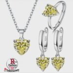 925 Sterling Silver Jewelry Sets For Women Heart Zircon Ring Earrings Necklace Wedding Bridal Elegant Christmas