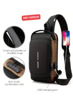 Men's Chest Bag Anti-theft Password Lock Bag Fashion Shoulder-Slung Chest Bag Usb Charging Chest Cross Bag Leisure Travel Shoulder Bag Casual Sports Shoulder Bag - Image 2